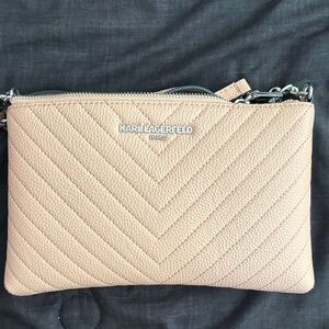 Karl Lagerfeld Blush Quilted Wristlet